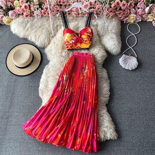 Chic Floral Bohemian Skirt Set