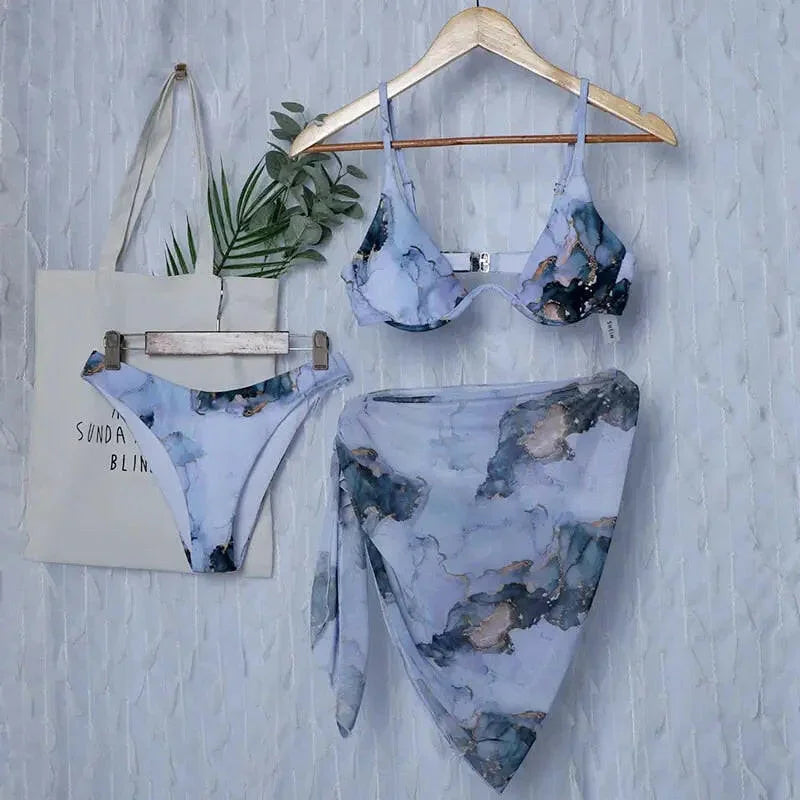 Sexy Marble Print Push Up Bikini - LUXLIFE BRANDS