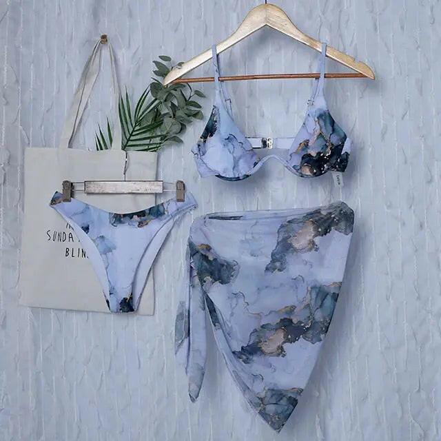 Sexy Marble Print Push Up Bikini - LUXLIFE BRANDS