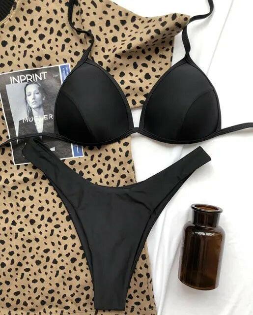 Liberated Lined Halter Bikini - LUXLIFE BRANDS