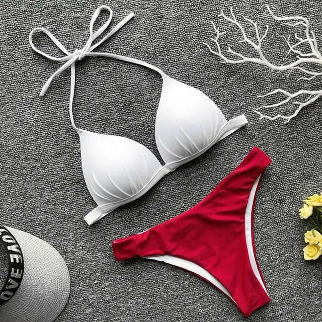 Liberated Lined Halter Bikini - LUXLIFE BRANDS