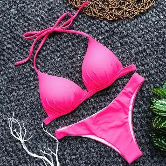 Liberated Lined Halter Bikini - LUXLIFE BRANDS