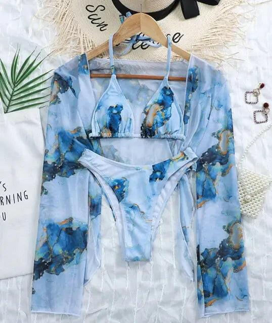 Sexy Marble Print Push Up Bikini - LUXLIFE BRANDS