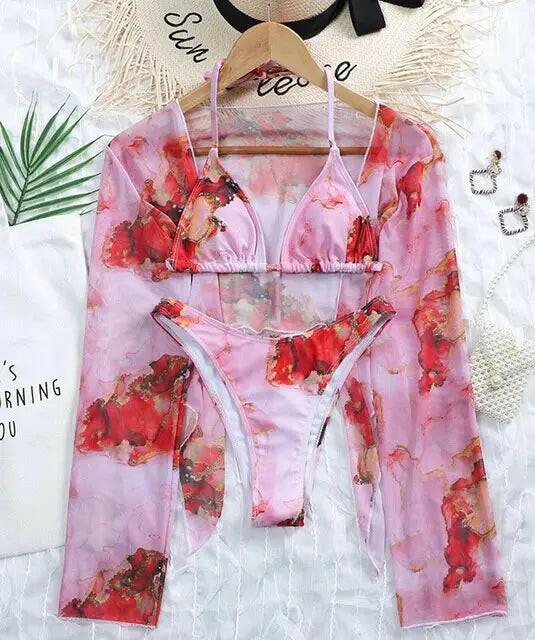 Sexy Marble Print Push Up Bikini - LUXLIFE BRANDS