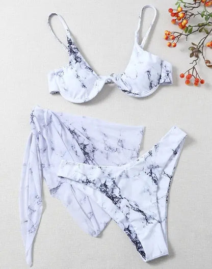 Sexy Marble Print Push Up Bikini - LUXLIFE BRANDS