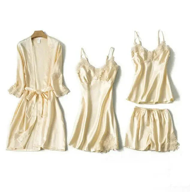 Satin Lace PJ Set 5PC - LUXLIFE BRANDS