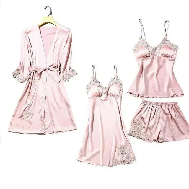 Satin Lace PJ Set 5PC - LUXLIFE BRANDS