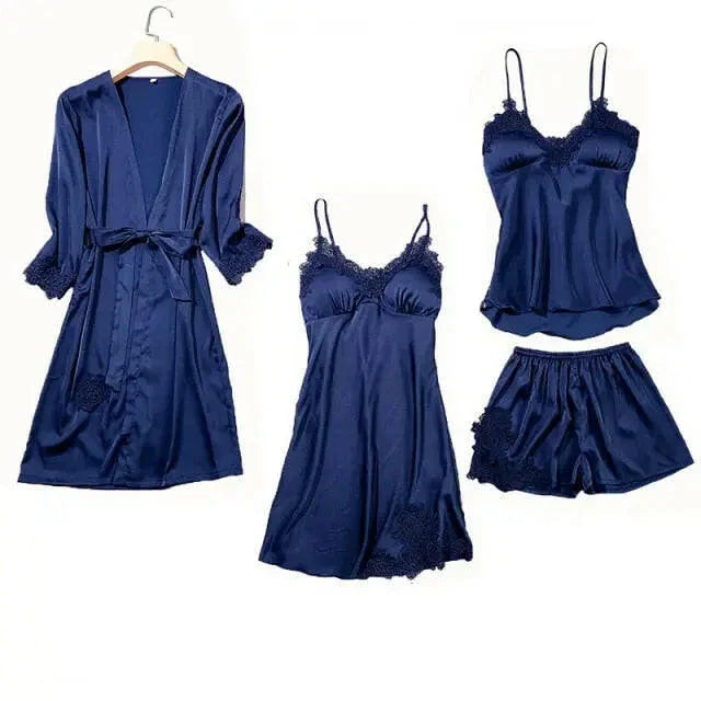 Satin Lace PJ Set 5PC - LUXLIFE BRANDS