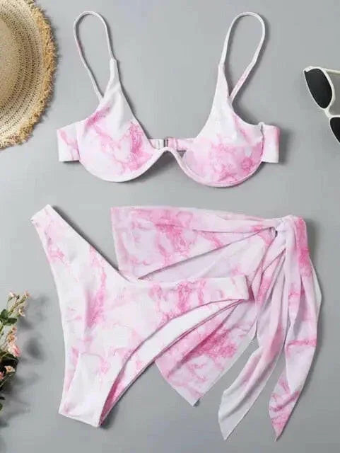 Sexy Marble Print Push Up Bikini - LUXLIFE BRANDS