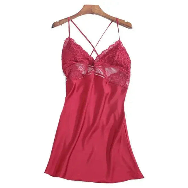 LUX Silk Backless Lace V-neck Nightwear - LUXLIFE BRANDS