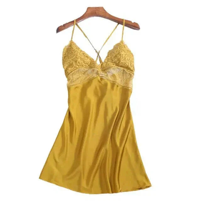 LUX Silk Backless Lace V-neck Nightwear - LUXLIFE BRANDS