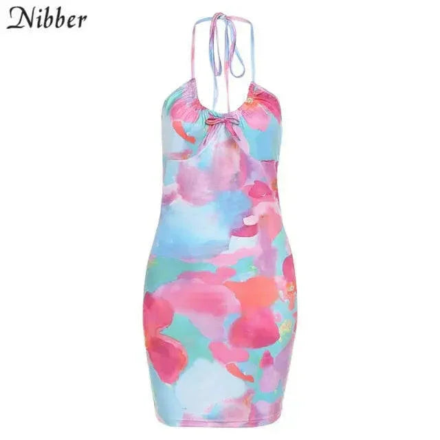 Tie Die Sheer Halter Beach Dress - LUXLIFE BRANDS