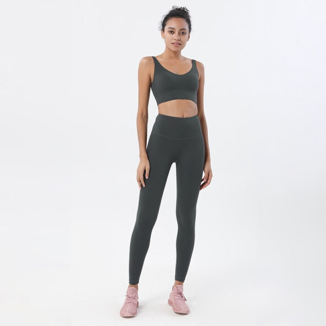 Seamless Yoga Fitness Top & Leggings Set - Available In 6 Colors