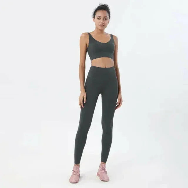 Seamless Yoga Fitness Top & Leggings Set - Available In 6 Colors - LUXLIFE BRANDS