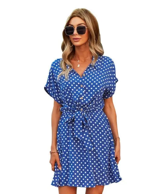 Summer Polka Dot Vintage High Waist Mini Dress - LUXLIFE BRANDS