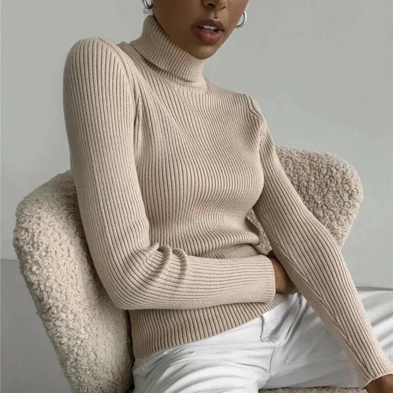 Soft Ribbed Turtleneck Sweater - LUXLIFE BRANDS
