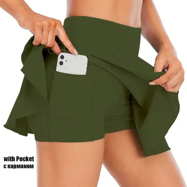 Halley High Waist Quick Dry Tennis Skort - LUXLIFE BRANDS