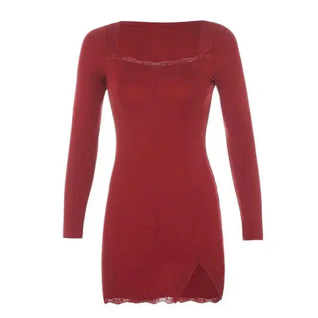 Brooklyn Long Sleeve Lace Detail Party Dress - LUXLIFE BRANDS