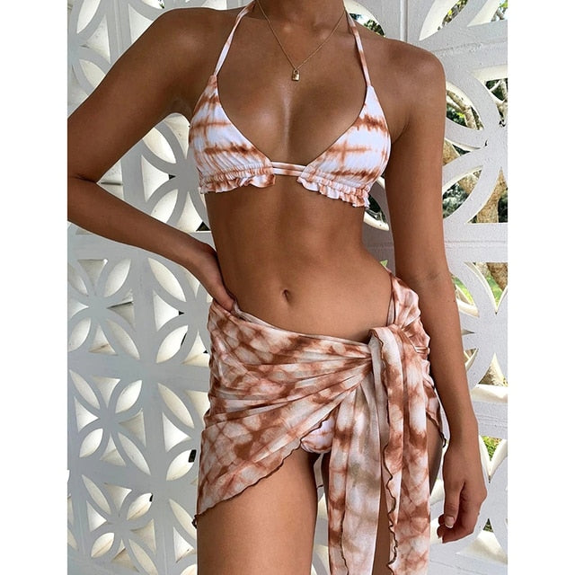 Brazilian 3 Piece Bikini Set With Cover Up