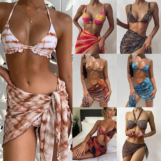 Brazilian 3 Piece Bikini Set With Cover Up - LUXLIFE BRANDS