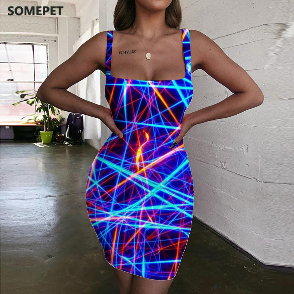 Neon Abstract Psychedelic Party Dress