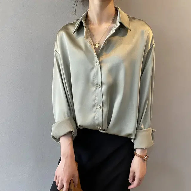 Satin Vintage Blouse - LUXLIFE BRANDS